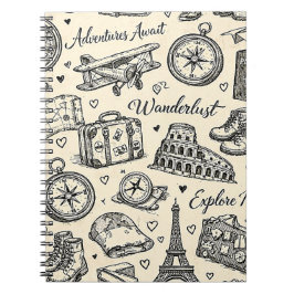 Cuaderno Aventuras de viaje vintage patrón continuo