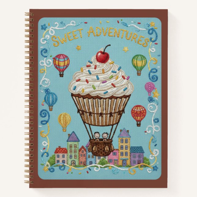 Cuaderno Aventuras Dulces Globo Aerostático de Cupcake Bord (Anverso)