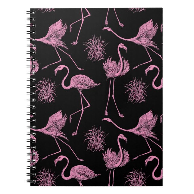 Cuaderno Aves abstractas: patrón de moda monocromo (Frente)