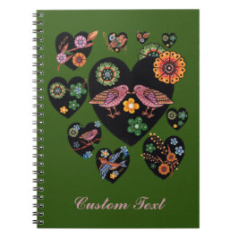 Cuaderno Aves amorosas personalizadas Arte folclórico escan