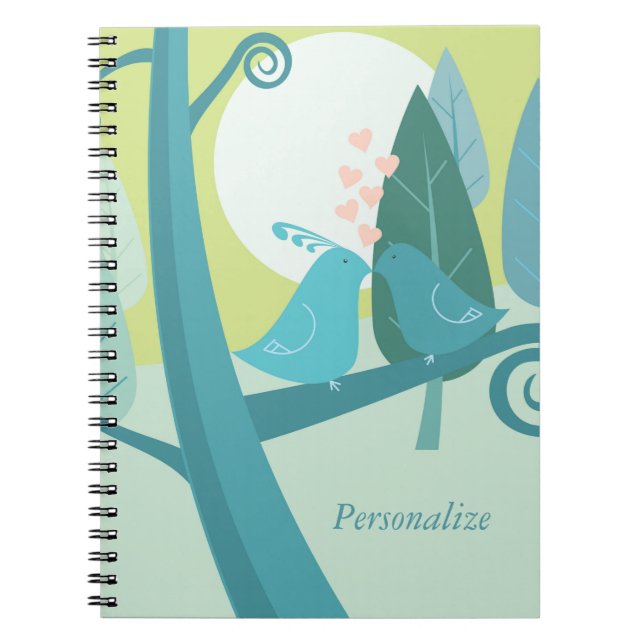 Cuaderno Aves azules de amor en el árbol (Frente)