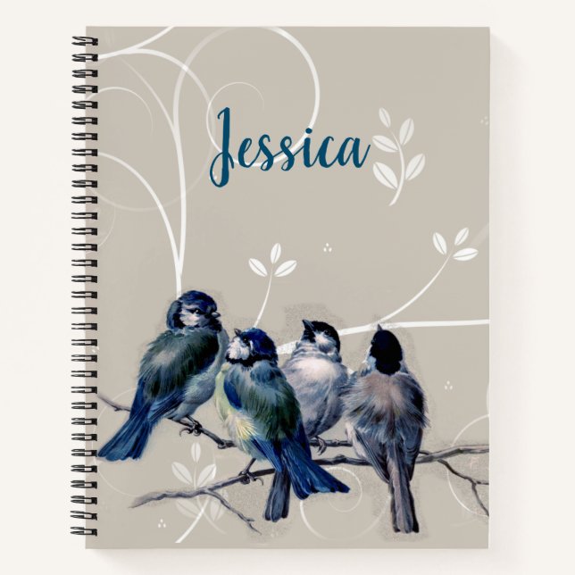 Cuaderno Aves azules en una rama (Anverso)