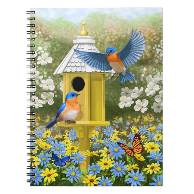 Cuaderno Aves azules y el centro de aves amarillas (Frente)