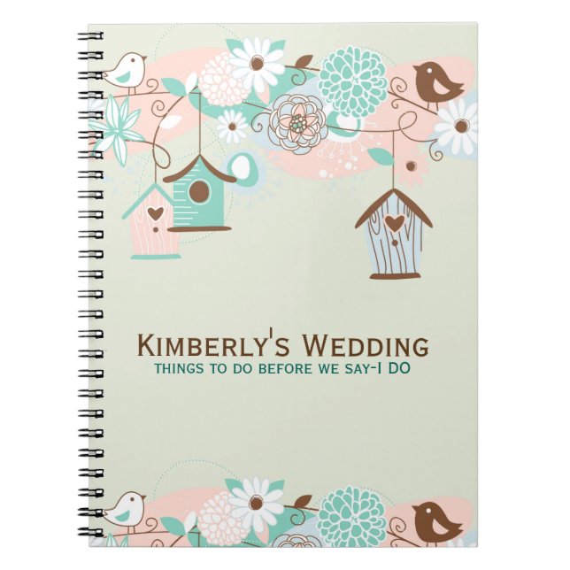 Cuaderno Aves Bodas, alimentadores de aves y flores (Frente)