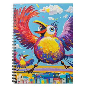Cuaderno Aves colorido arte abstracto gordo gigante lindo