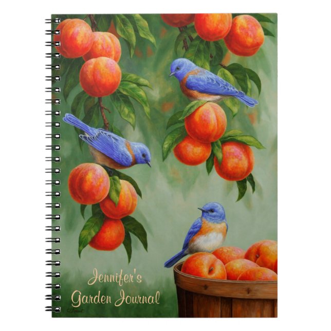 Cuaderno Aves de azul en un huerto de árbol de gallo (Frente)