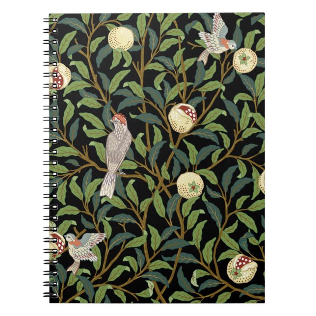 Cuaderno Aves de la época en el follaje con aves y frutos d (Frente)