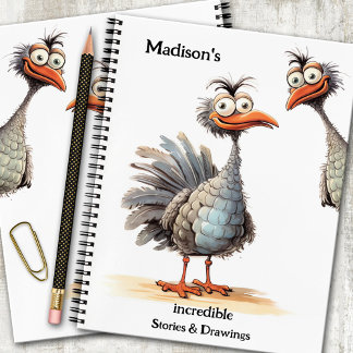 Cuaderno Aves divertidas adornan la historia y los dibujos