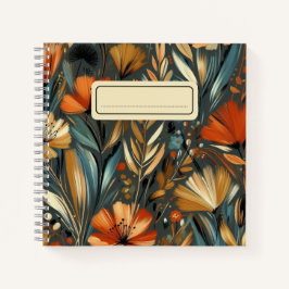 Cuaderno Aves doradas y flores silvestres Naranjas pintadas