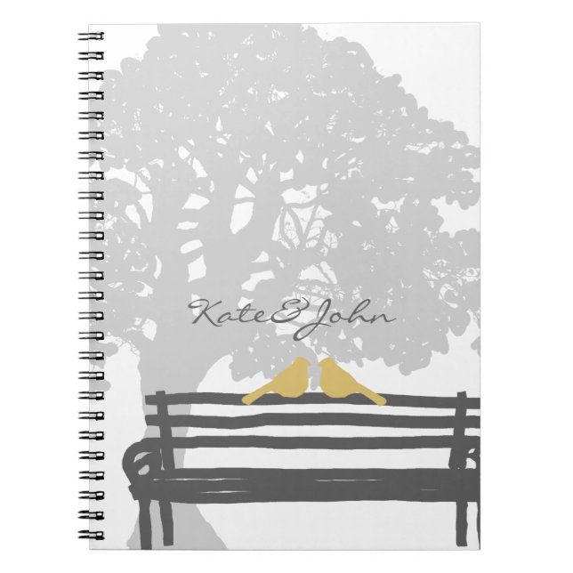 Cuaderno Aves en un Boda de un banco de parques (Frente)