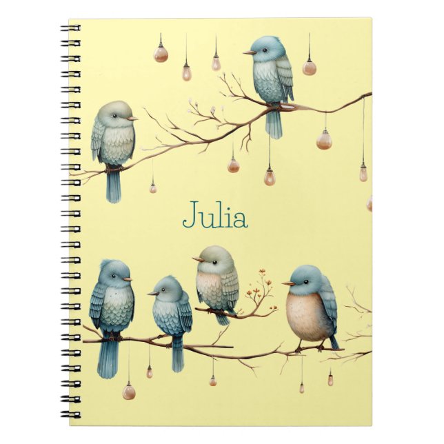 Cuaderno Aves extravagantes en ramas Elegancia intemporal (Frente)