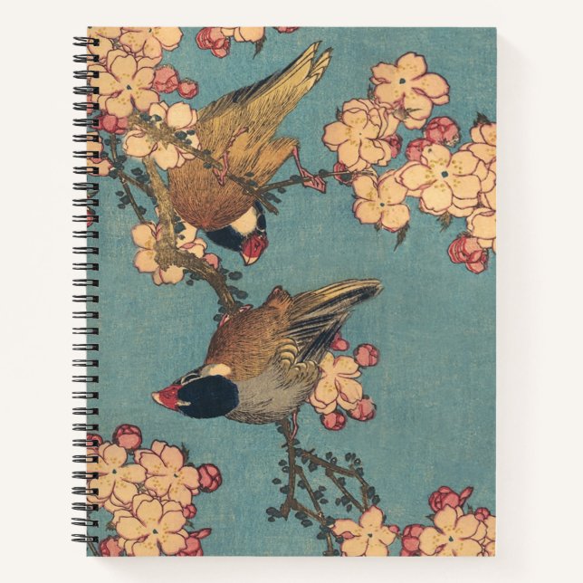 Cuaderno Aves flores Hokusai Arte Japonés (Anverso)