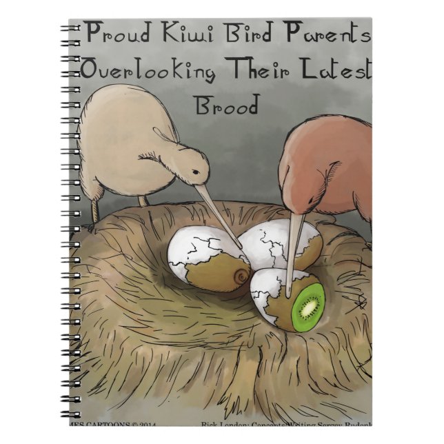 Cuaderno Aves graciosas De Kiwi Que Cuidan Su Fruta (Frente)