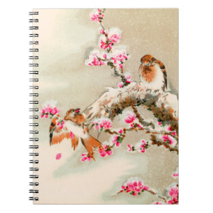 Cuaderno Aves japonesas ventilares en una rama