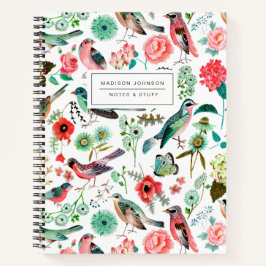Cuaderno Aves y estampado multicolor
