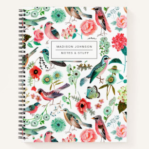 Cuaderno Aves y estampado multicolor 