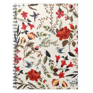 Cuaderno Aves y flores: diseño floral sin foco