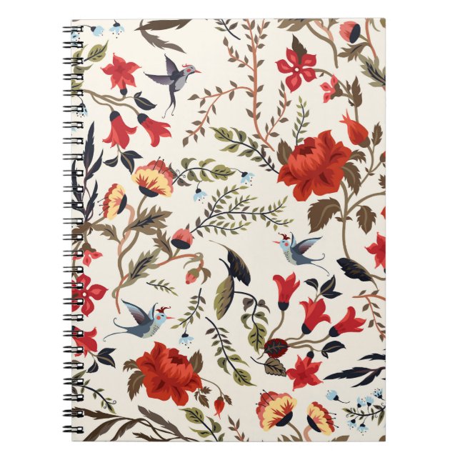 Cuaderno Aves y flores: diseño floral sin foco (Frente)
