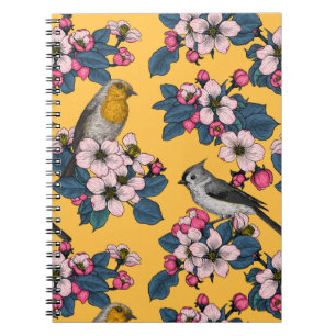 Cuaderno Aves y flores en amarillo