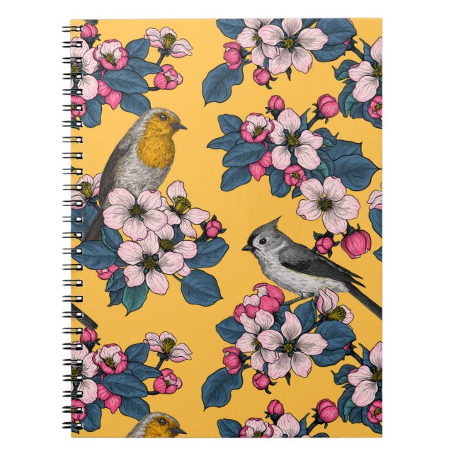Cuaderno Aves y flores en amarillo (Frente)