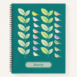Cuaderno Aves y hojas de acuarela