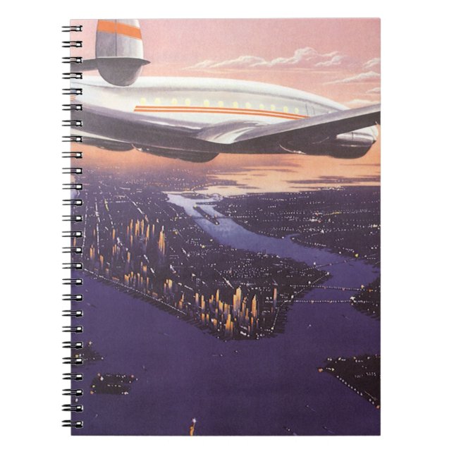 Cuaderno Avión de época sobre el río Hudson, Nueva York (Frente)