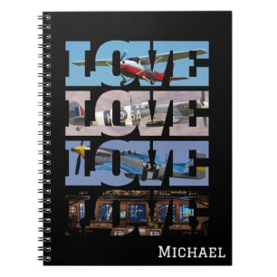 Cuaderno Avión de fotos de amor, aviación, Minimalista