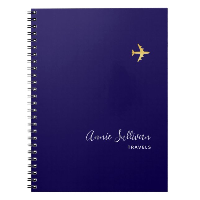 Cuaderno Avión de oro Viaja azul (Frente)