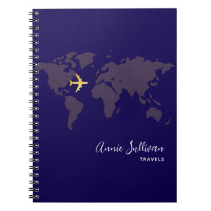 Cuaderno Avión de oro Viaja azul