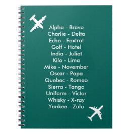 Cuaderno Avión fonético Alphabet portátil Cadet de aire azu