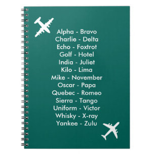 Cuaderno Avión fonético Alphabet portátil Cadet de aire azu