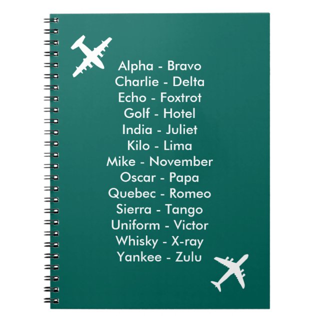 Cuaderno Avión fonético Alphabet portátil Cadet de aire azu (Frente)