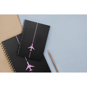 Cuaderno Avión rosa de aviación minimalista