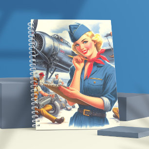 Cuaderno Avión vintage pin-up