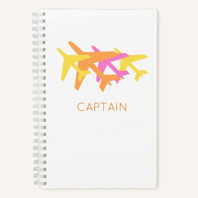 Cuaderno Aviones coloridos naranja amarillo rosa CAPTAIN Di (Anverso)