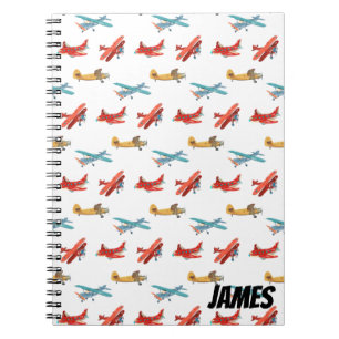 Cuaderno Aviones cutáneos de acuarela vuelan en el cielo