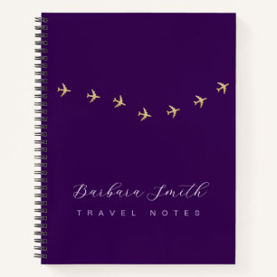 Cuaderno Aviones de notas de viaje en morado