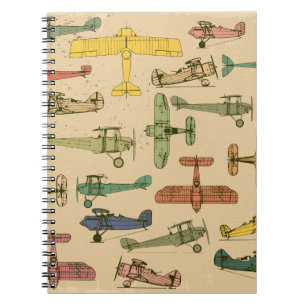 Cuaderno Aviones retro: Patrón de cosecha craqueada.