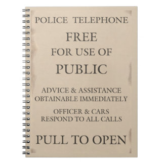 Cuaderno Aviso de teléfono público de la policía