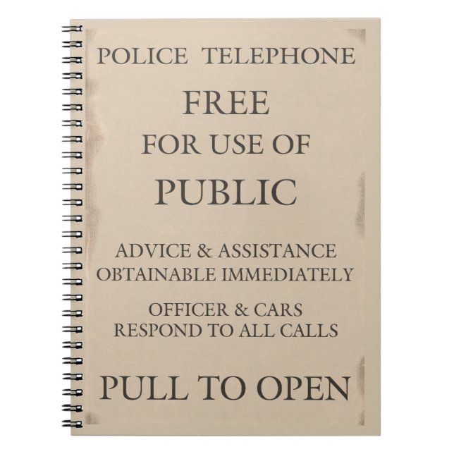 Cuaderno Aviso de teléfono público de la policía (Frente)