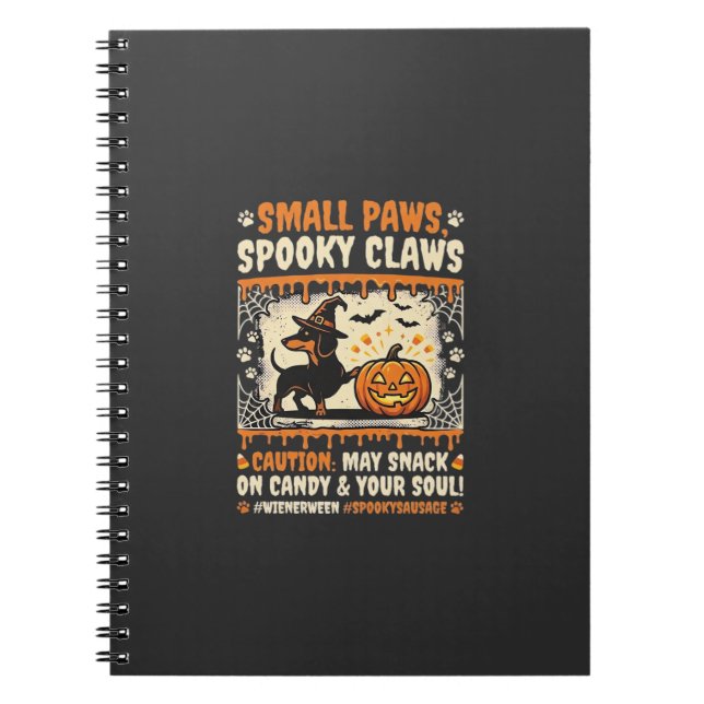 Cuaderno Aviso espeluznante de Dachshund de Halloween (Frente)
