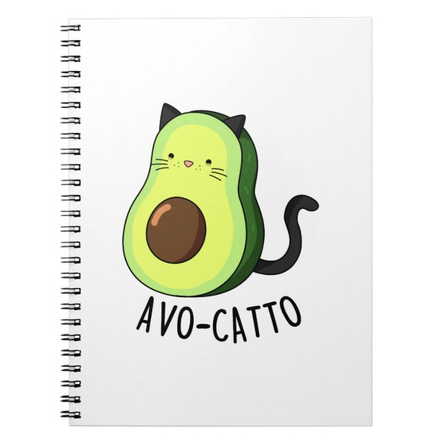 Cuaderno Avocatto divertido aguacate gato juego de palabras (Frente)