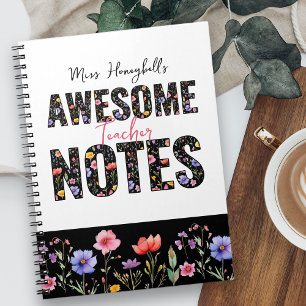 Cuaderno Awesome Notes Bonito Personalizado de flores silve