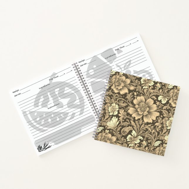Cuaderno Awesome Vintage Sepia Floral Pattern  (Interior)