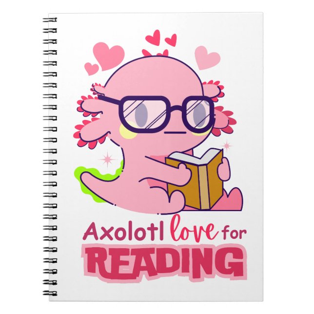 Cuaderno Axolotl Amo por leer blanco lindo (Frente)