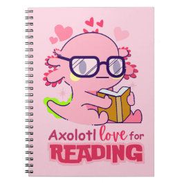 Cuaderno Axolotl Amor por leer el rosa lindo