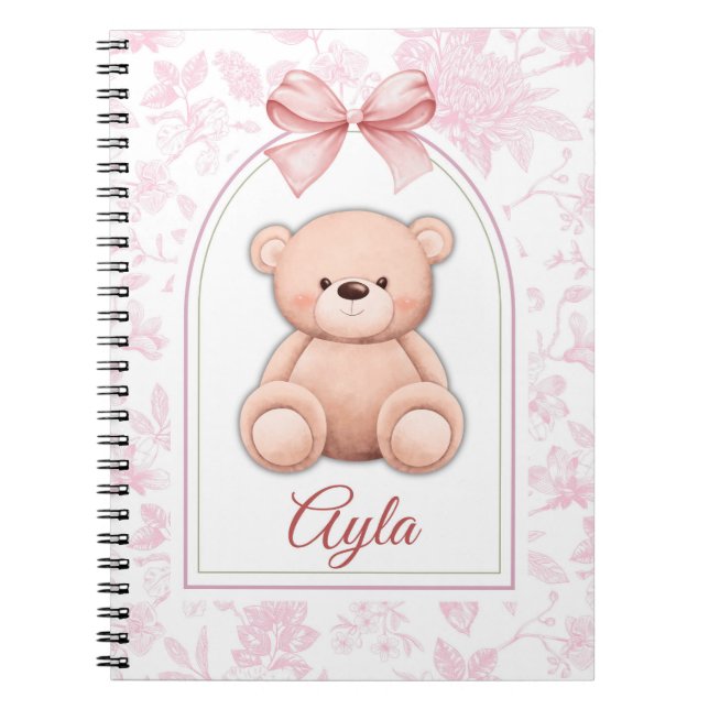 Cuaderno Ayla | Diseño de guardería de osito rosado persona (Frente)