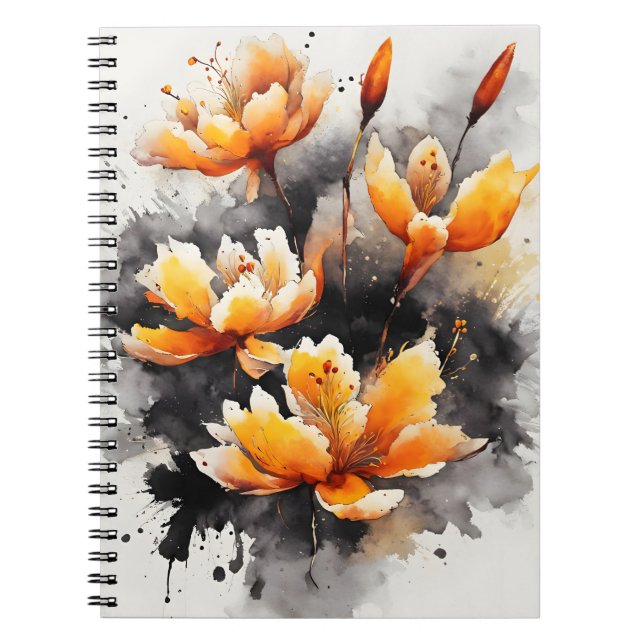 Cuaderno Azafrán - Flores de acuarela (Frente)