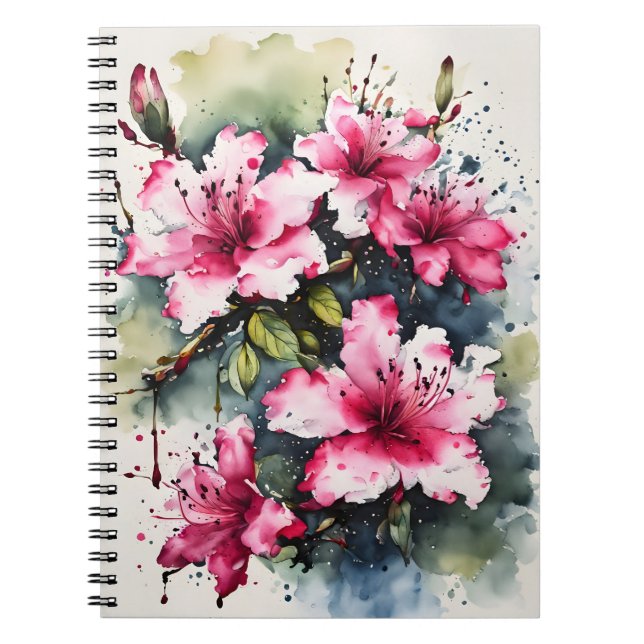 Cuaderno Azalea - Flores de acuarela (Frente)