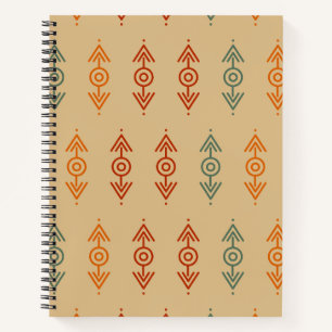 Cuaderno Azteca Geométrica Azul Y Tribal Naranja Sudoeste